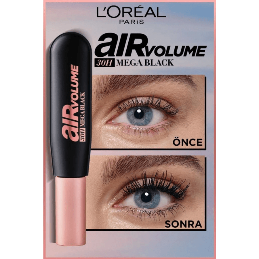 Loreal Paris Air Volume Ekstra Siyah Maskara 9,4ml-Mega Siyah