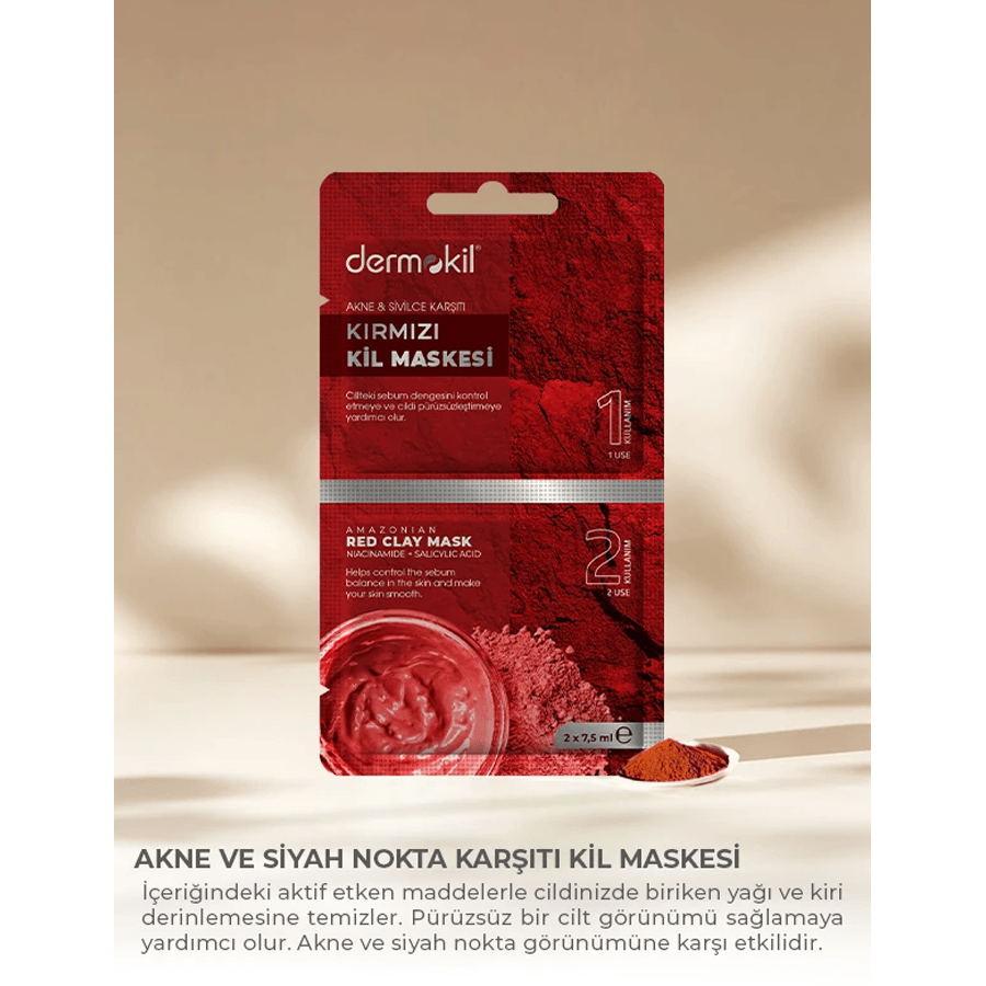 Dermokil Akne&Sivilce Karşıtı Kırmızı Kil Maskesi 7.5ml