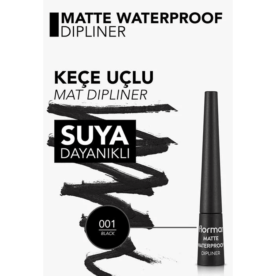 Flormar Matte Waterproof Dipliner 2.5ml-Yüksek Pigmentli ve Mat Bitişli Suya Dayanıklı