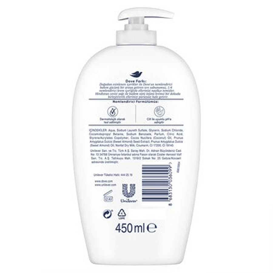 Dove Nemlendirici Sıvı Sabun HindistanCevizi Yağı Badem Sütü 450ml