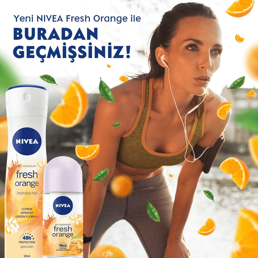 Nivea Fresh Orange Kadın Roll On Deodorant 50ml-Taze Portakal