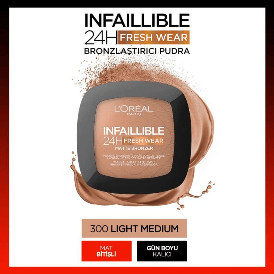 Loreal Paris Infaillible 24H Fresh Wear Matte Bronzer Mat Bronzer-300 Light Medium