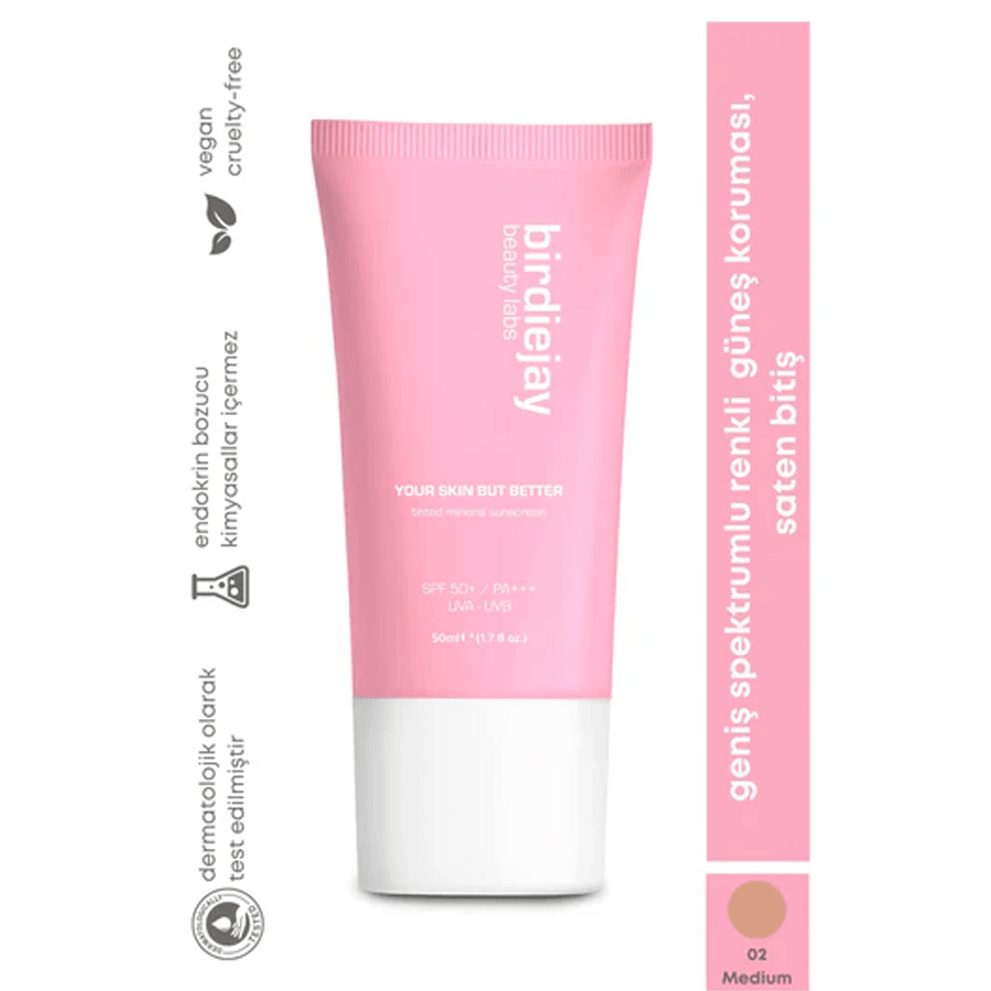 Birdiejay Your Skin But Better Renkli Mineral Güneş Kremi 50ml - Medium