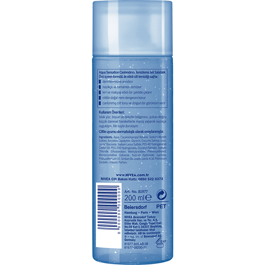 Nivea Aqua Sensation Canlandırıcı Yüz Temizleme Jeli 200ml-Salatalık Özlü