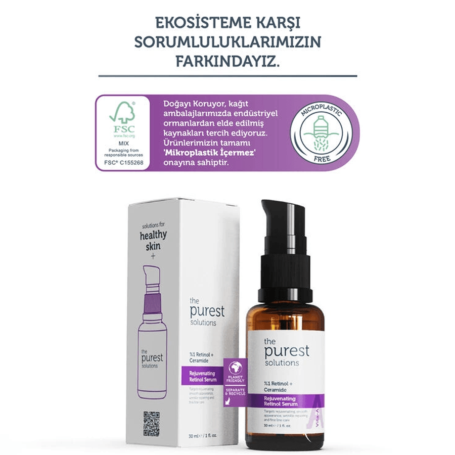 The Purest Solutions %1 Retinol + Ceramide Rejuvenating Retinol Serum 30ml-Kırışıklık Serumu