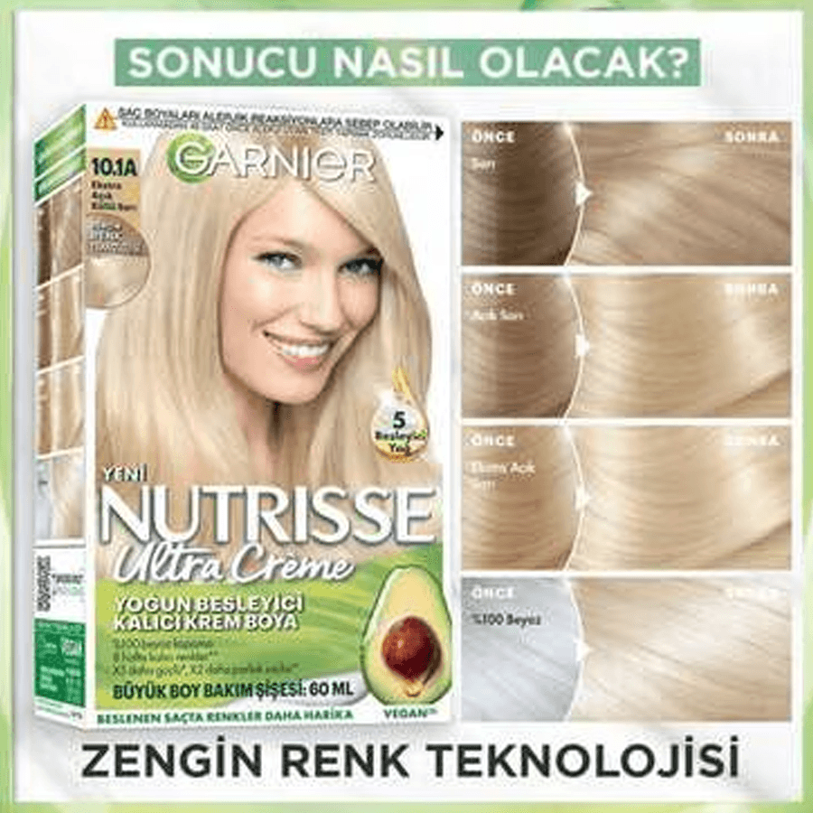 Garnier Nutrisse Ultra Creme 10.1A Extra Açık Küllü Sarı-Saç Boyası