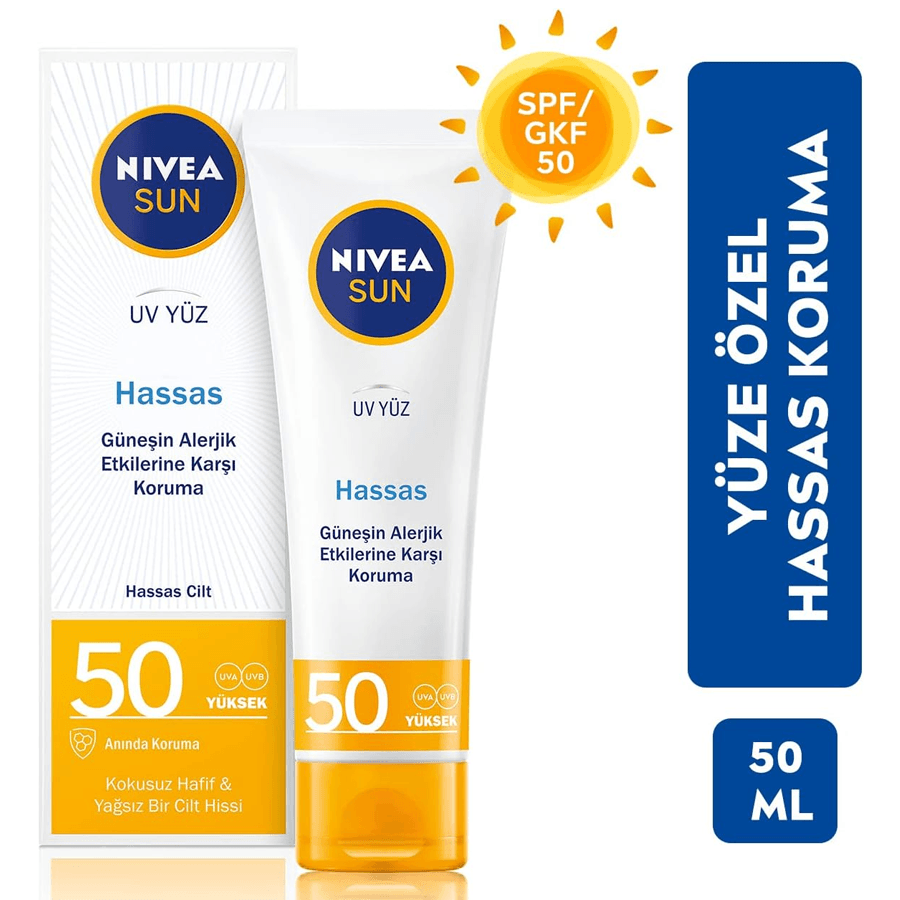 Nivea Sun UV Yüz Hassas Yatıştırıcı Spf 50 50ml-Yüksek Koruma