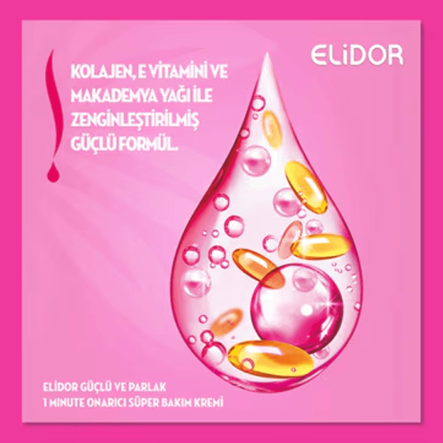 Elidor Superblend 1 Minute Güçlü ve Parlak Süper Saç Kremi 170ml-E Vitamini ve Kolajen