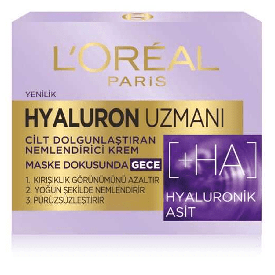 Loreal Paris Hyaluron Uzmanı Cilt Dolgunlaştıran Nemlendirici Gece Kremi 50ml