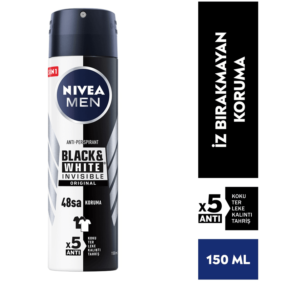 Nivea Men Black & White Original Sprey 150ml-Leke Karşıtı