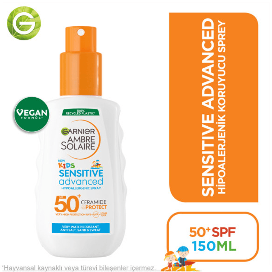 Garnier Ambre Solaire Kids +50 Sensitive Sprey 150ml-Çocuklar İçin Güneş Koruyucu