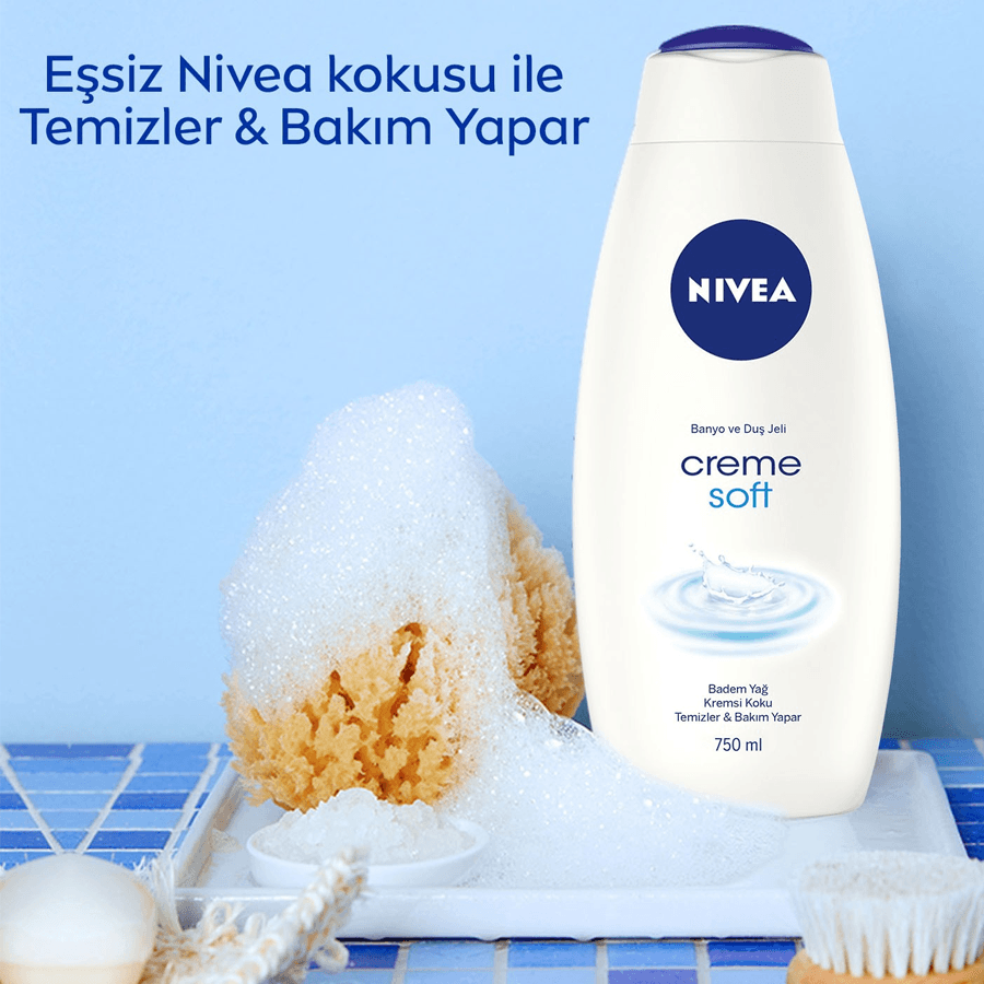 Nivea Creme Soft Banyo ve Duş Jeli 750ml-Badem Yağlı Duş Jeli