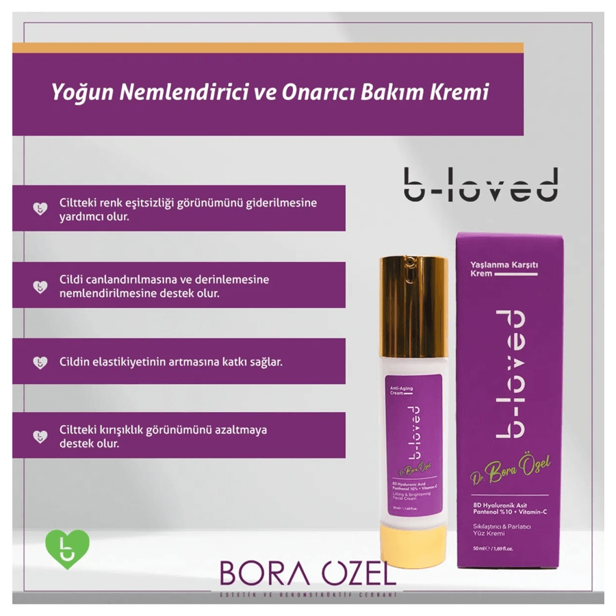 B-Loved 8d Hyaluronik Asit, Vitamin C Ve Pantenol Içeren Sıkılaştırıcı ve Parlatıcı Yüz Kremi 50ml