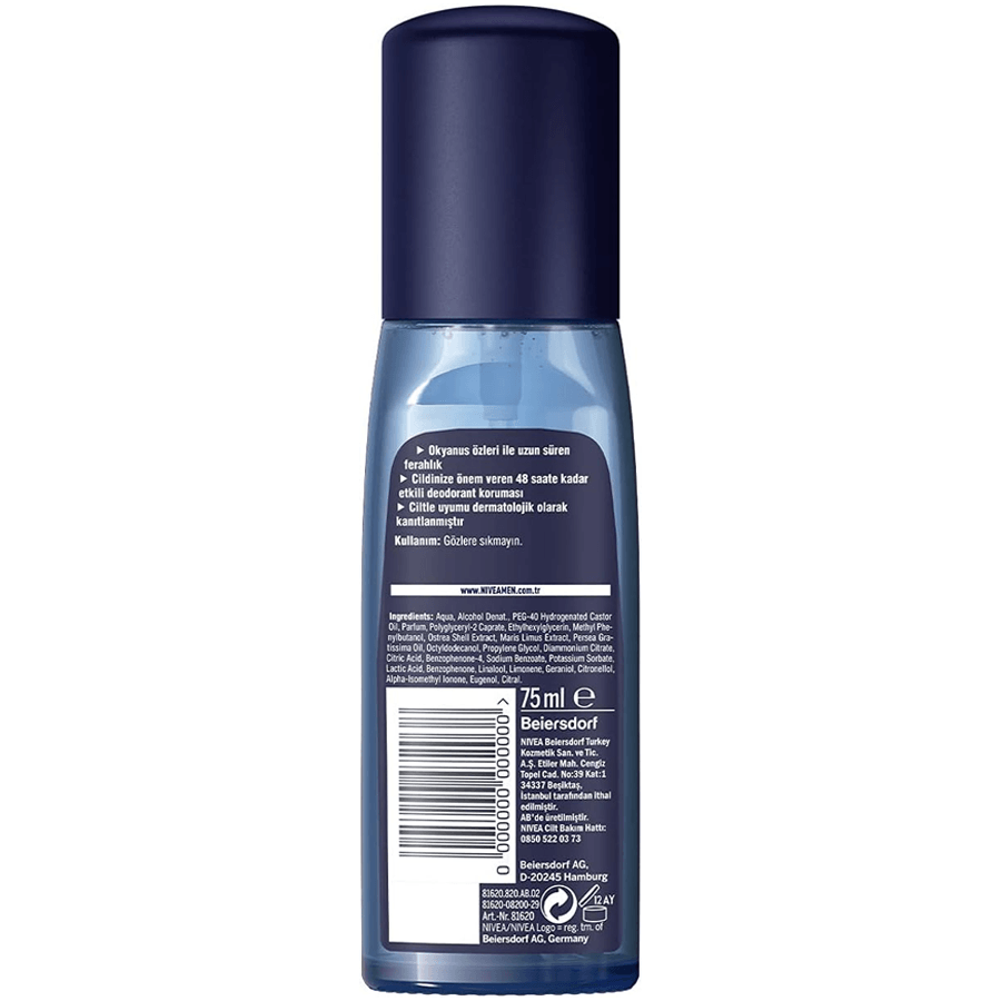 Nivea Men Fresh Active Pump Sprey 75ml-Uzun Süren Ferahlık