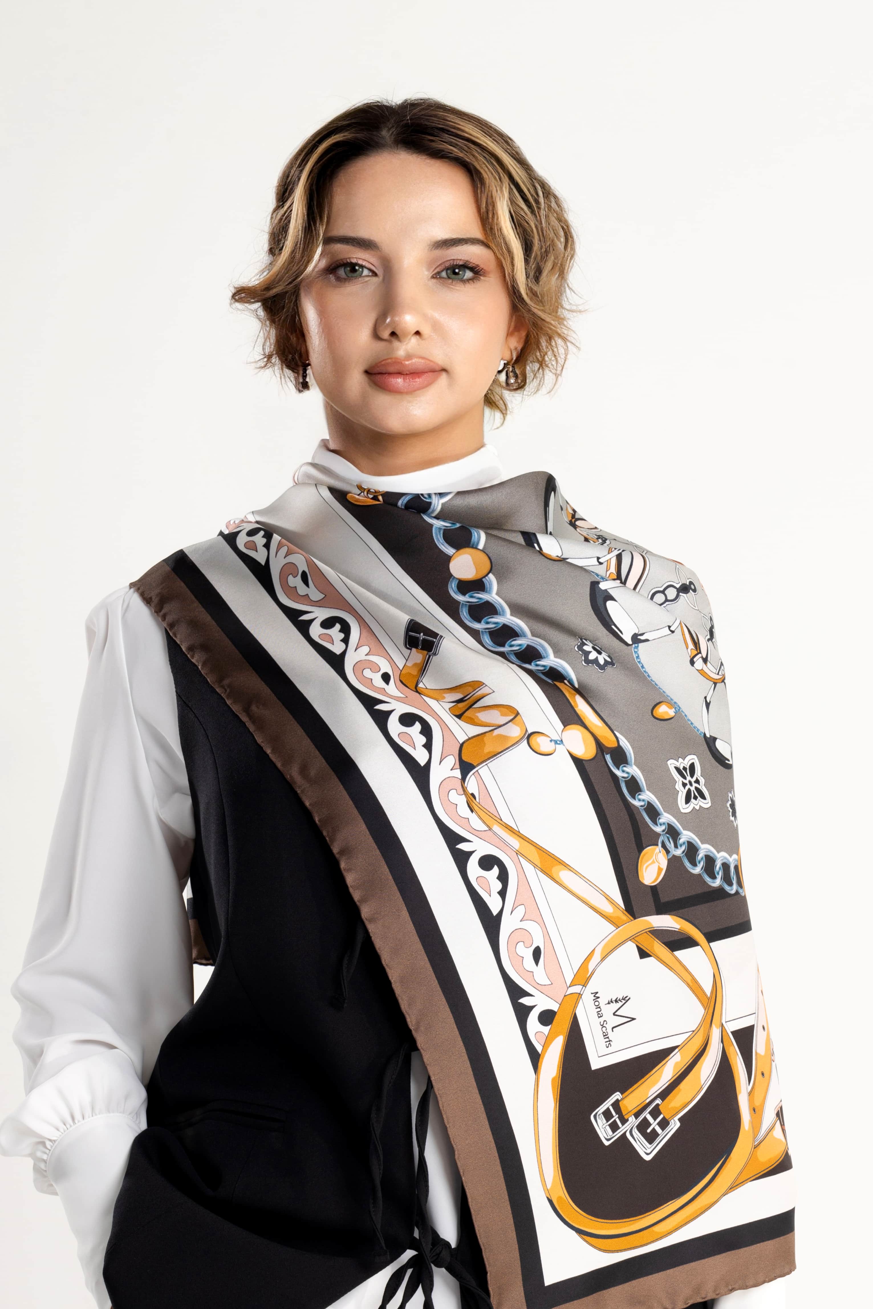 Velora Desen Twill İpek Eşarp