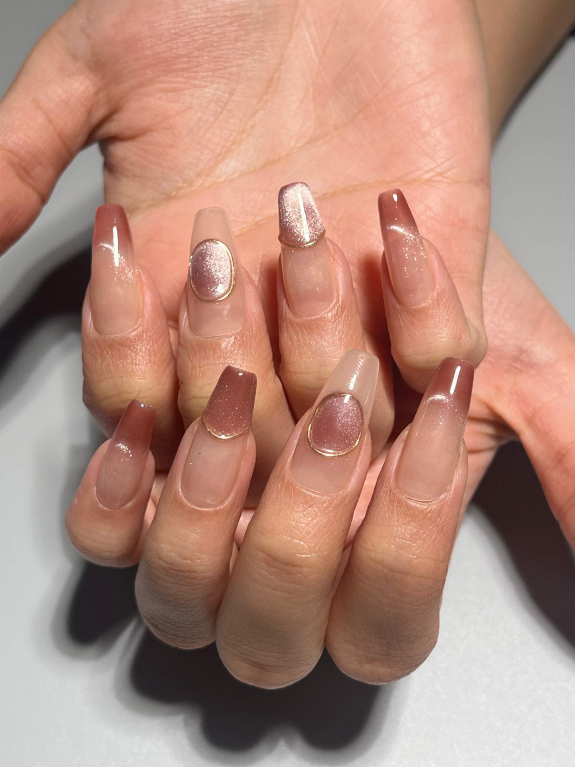 S23 Nude Pembe Kedi Gözü Takma Tırnak