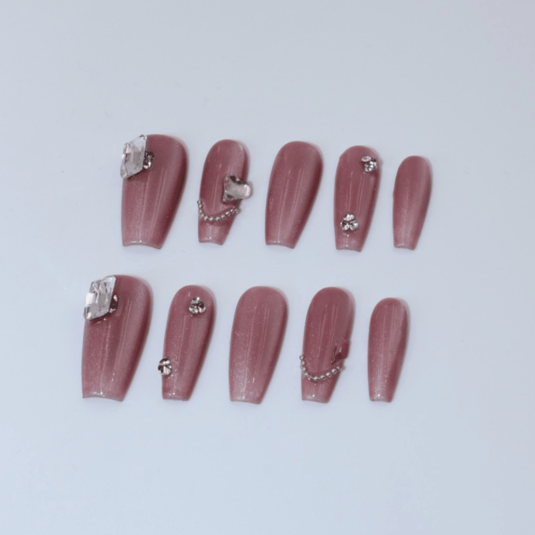 Mauve Sparkle Takma Tırnak Seti & Aksesuarı
