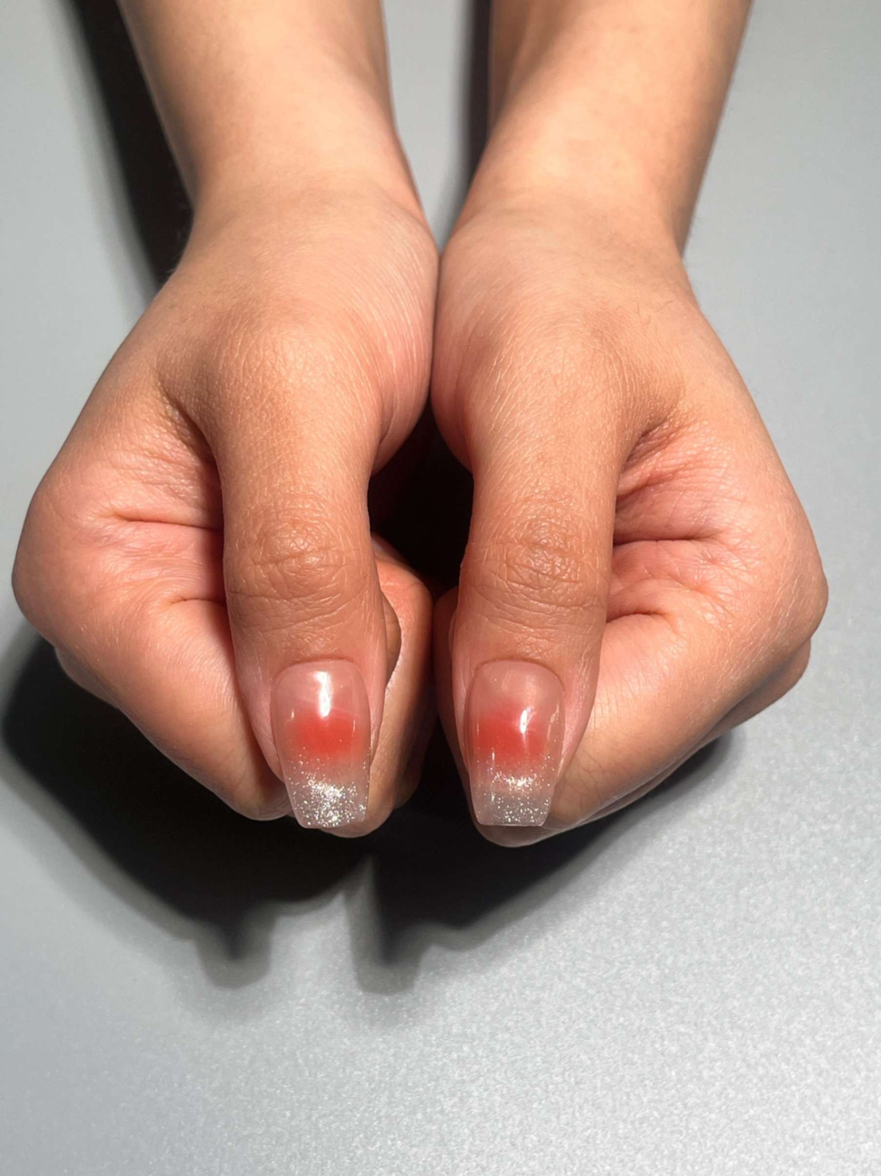 078 Pembe Ombre Simli French Takma Tırnak