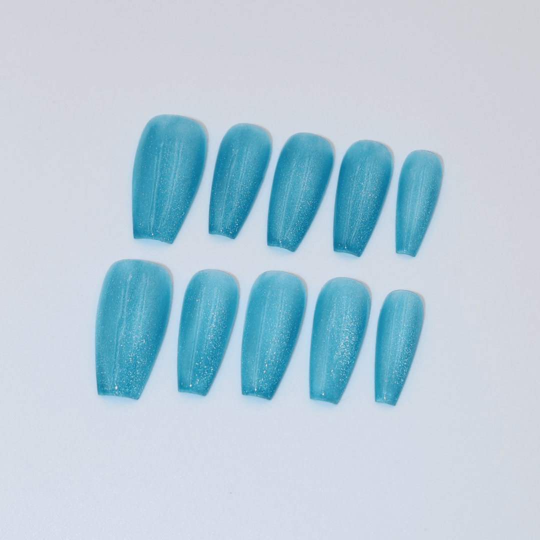 Aqua Shimmer Takma Tırnak Seti & Aksesuarı