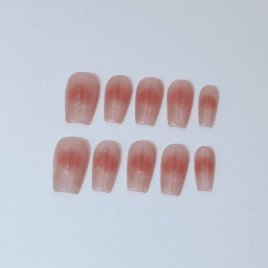 078 Pembe Ombre Simli French Takma Tırnak