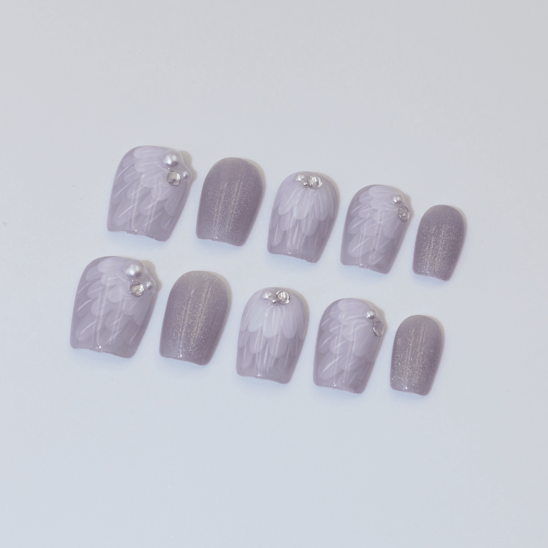 Lavender Feather Takma Tırnak Seti & Aksesuarı