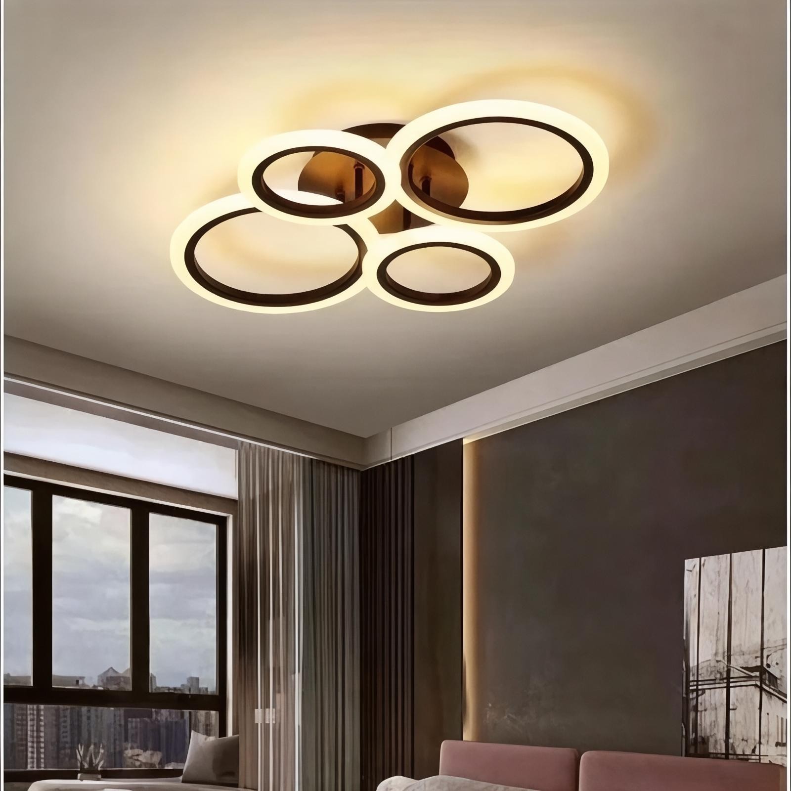 Lampiqa Alda Siyah Plafonyer Lüks Modern 4'LÜ Günışığı Ledli Avize
