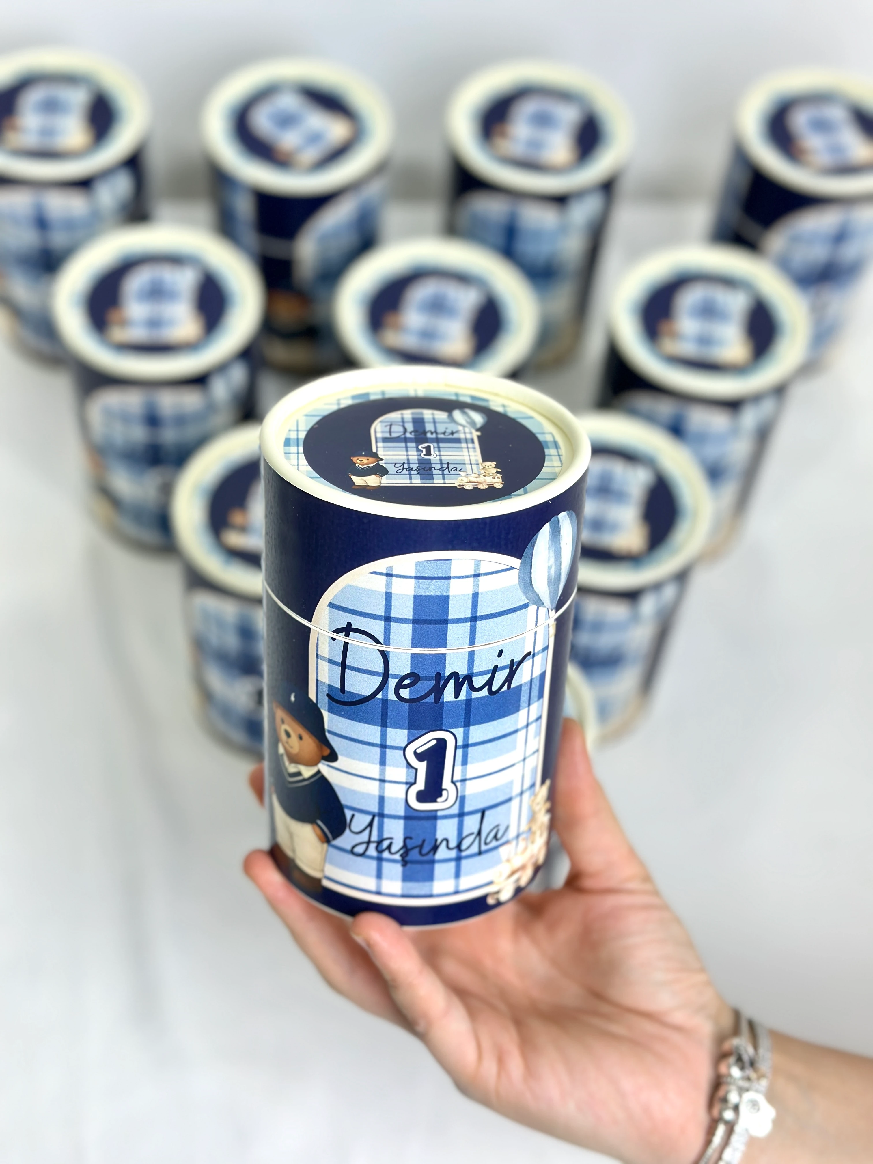 Silindir Kutu Hediyelik Teddy Bear Temalı 