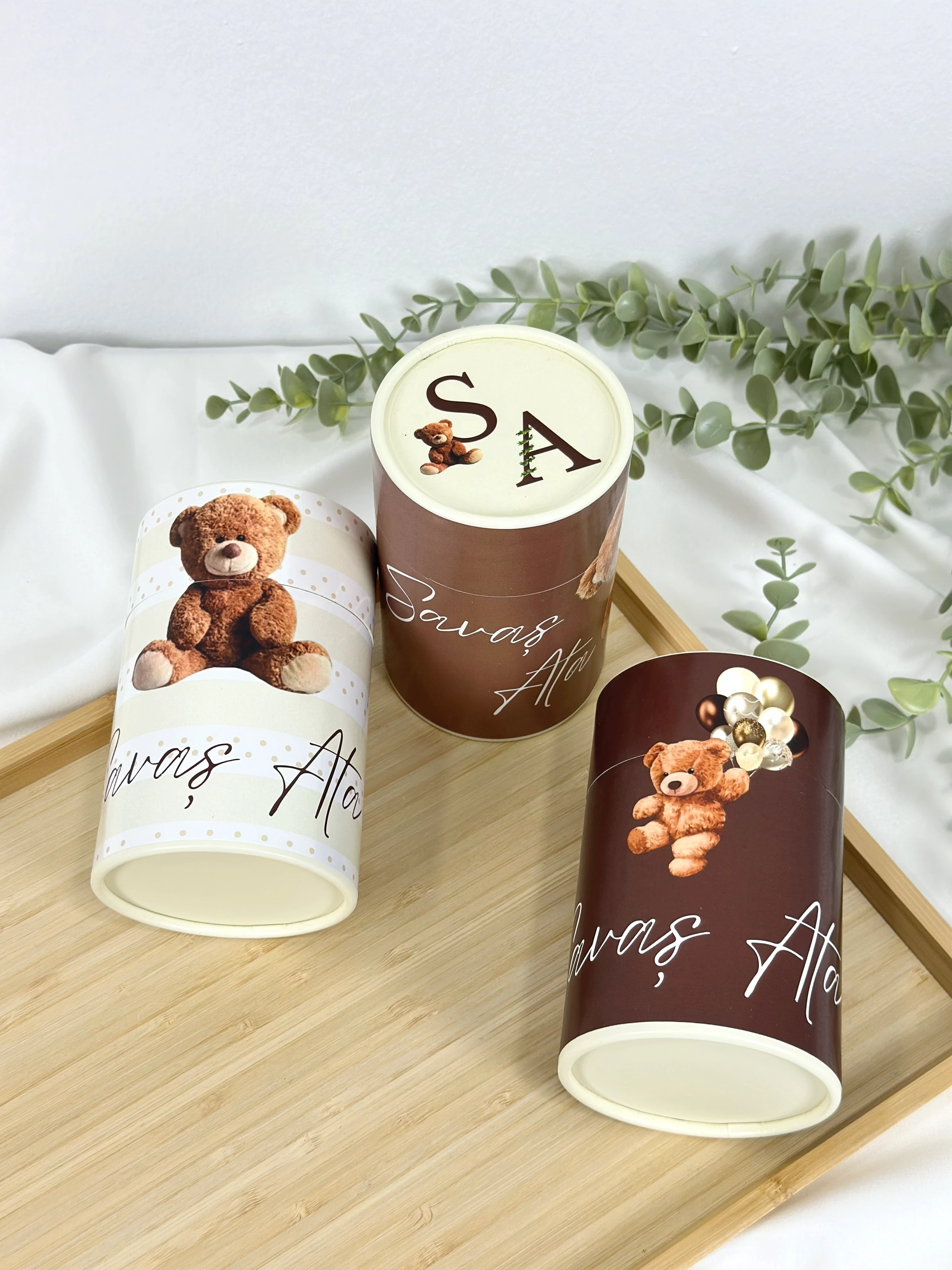 Silindir Kutu Hediyelik Teddy Bear Temalı 