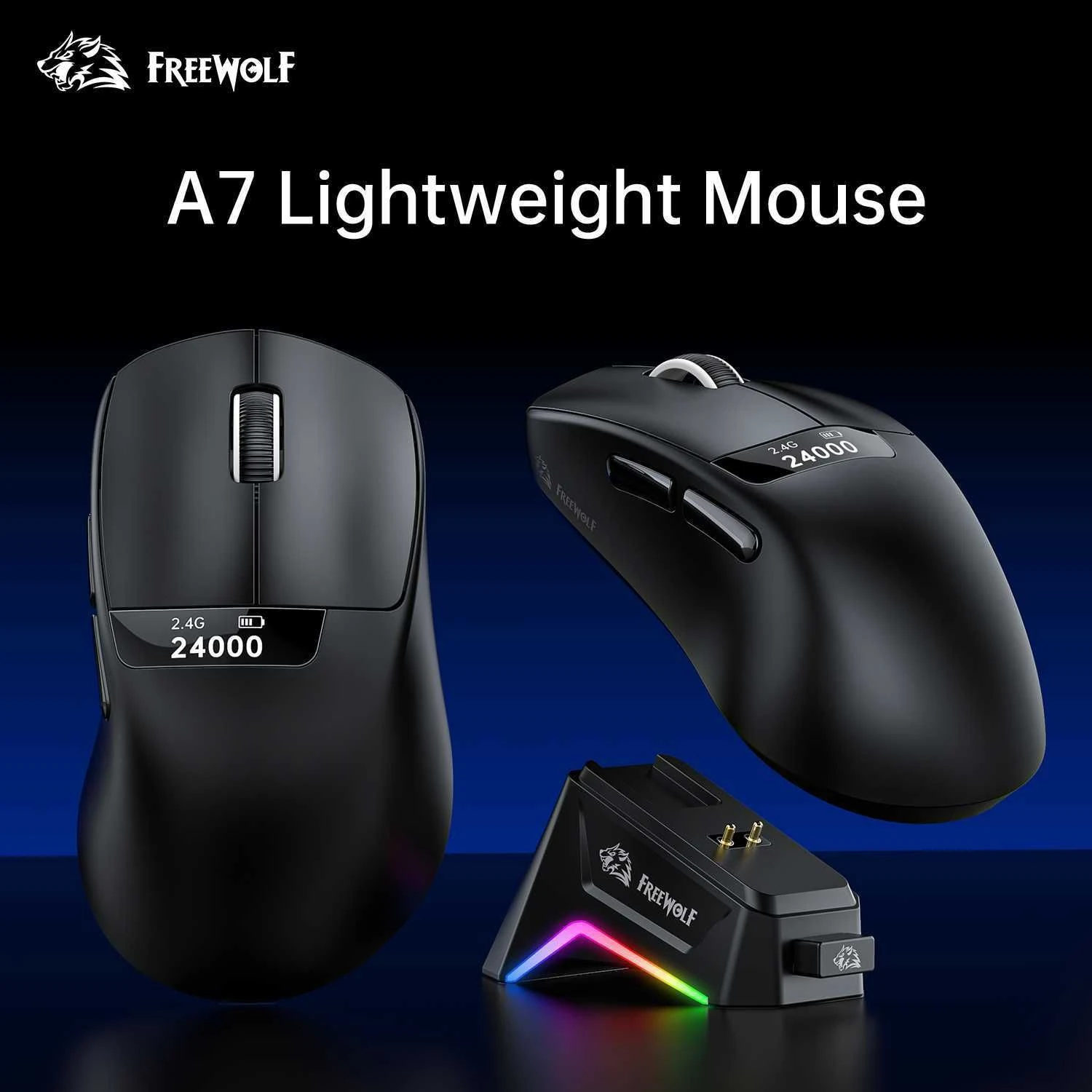 Freewolf A7 Kablosuz Dijtal Ekranlı Oyuncu Mouse 