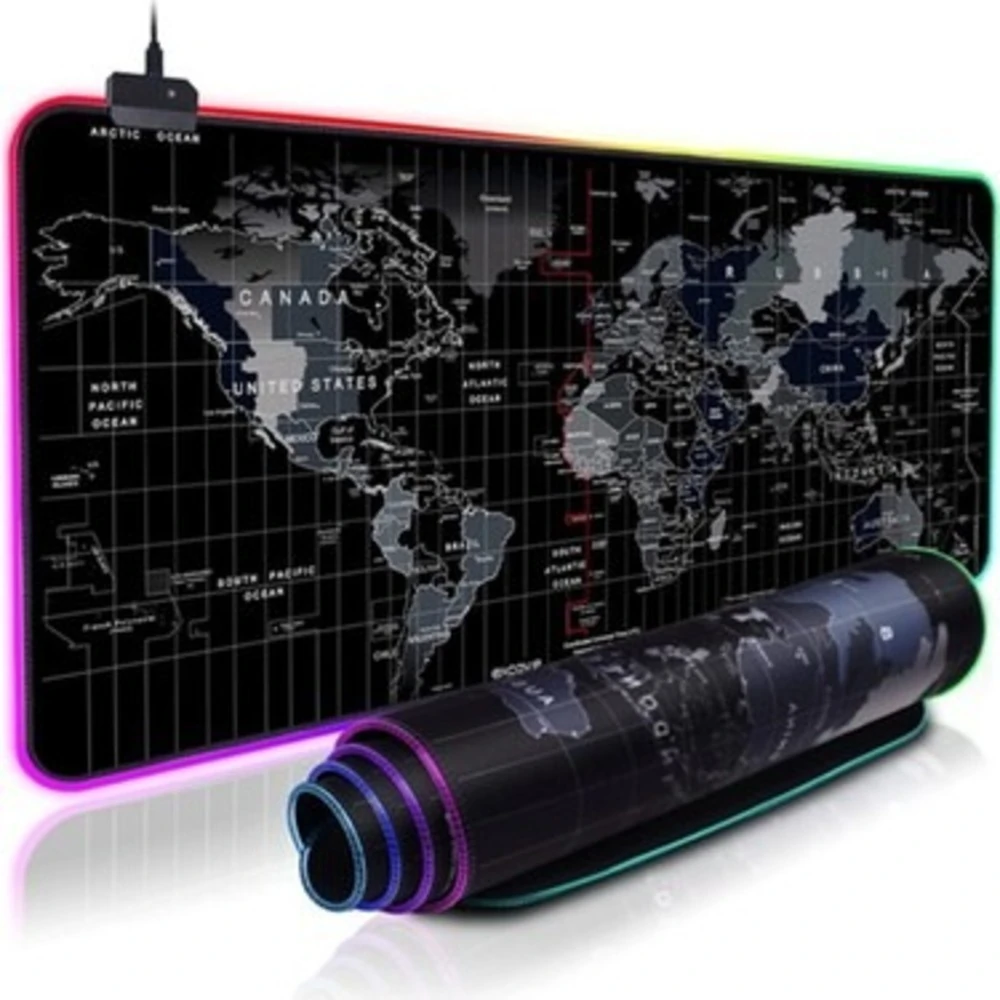90X40 XXL RGB Kaymaz Taban MousePad Dünya Desenli