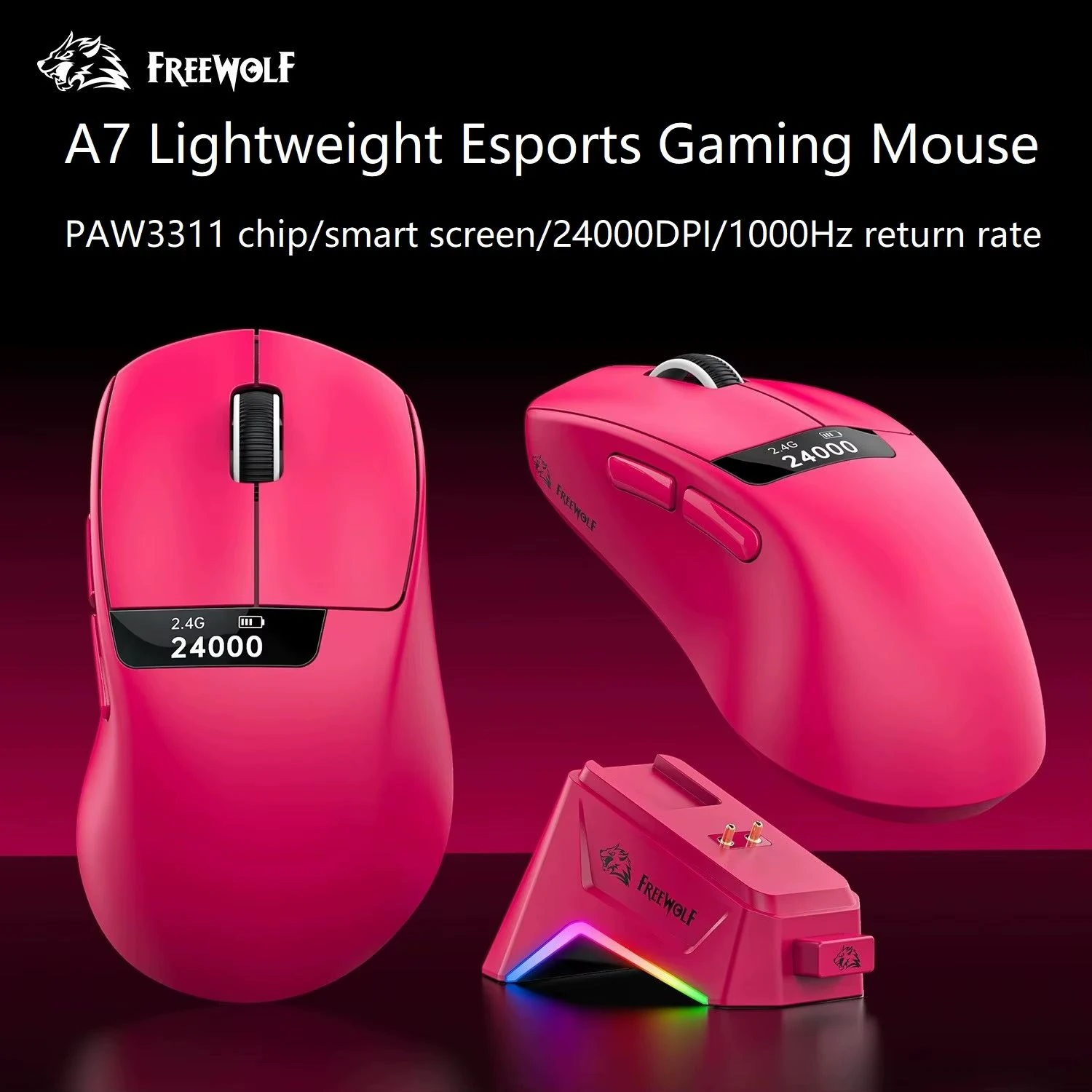 Freewolf A7 Kablosuz Dijtal Ekranlı Oyuncu Mouse