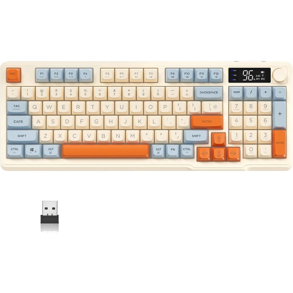 Ziyoulang M96 Blueberries Bluetooth/2.4g Kablosuz Klavye Işıklı USB Type-C