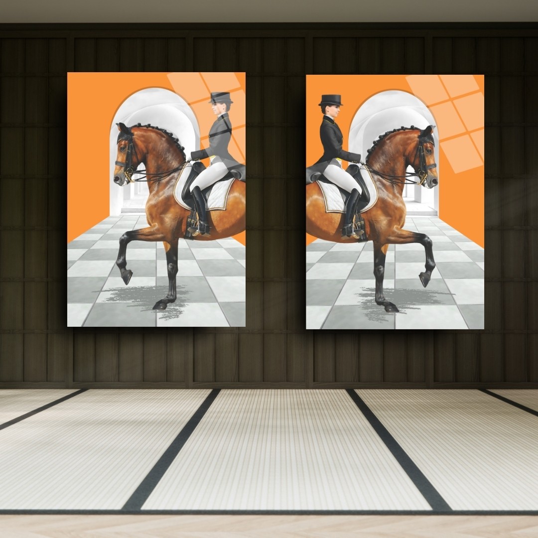 Atlı Binici Modern Sanat Tablo İkili Set