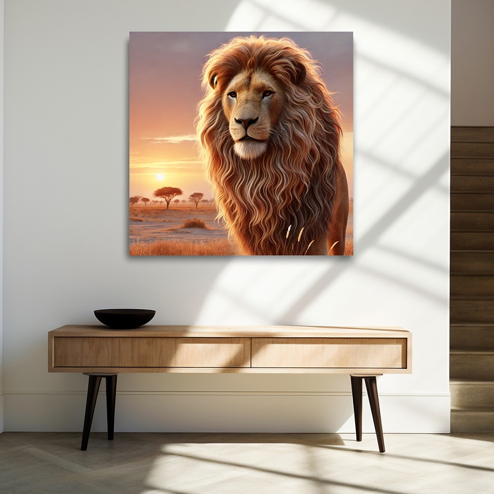 Aslan Temalı Cam Tablo