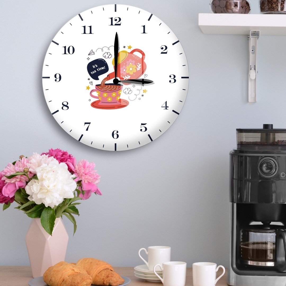It’s Tea Time Çay Temalı Mutfak Duvar Saati – Renkli ve Neşeli Tasarım