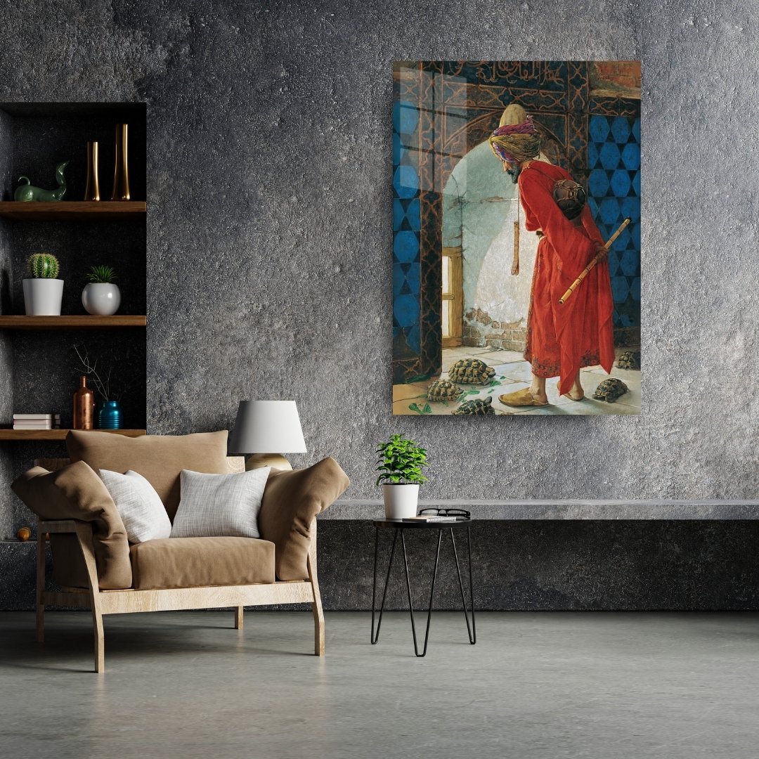 Osman Hamdi Bey Kaplumbağa Terbiyecisi Cam Tablo