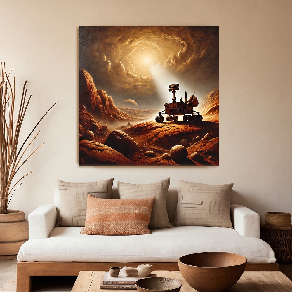 Mars Keşif Aracı Temalı Cam Tablo