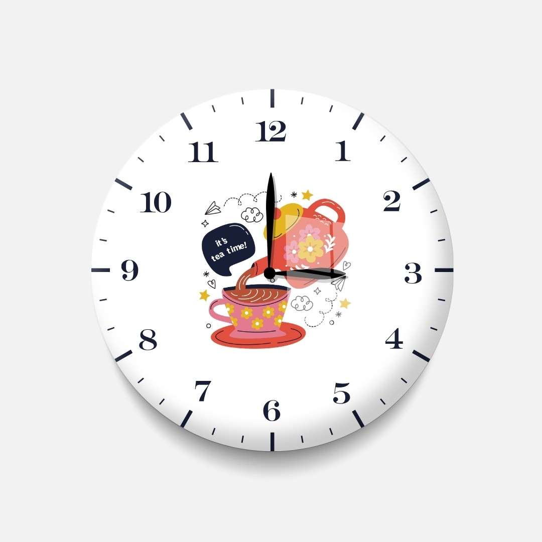 It’s Tea Time Çay Temalı Mutfak Duvar Saati – Renkli ve Neşeli Tasarım