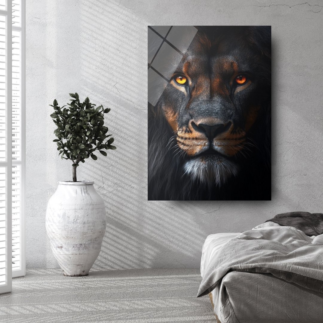 Aslan Portresi Cam Tablo