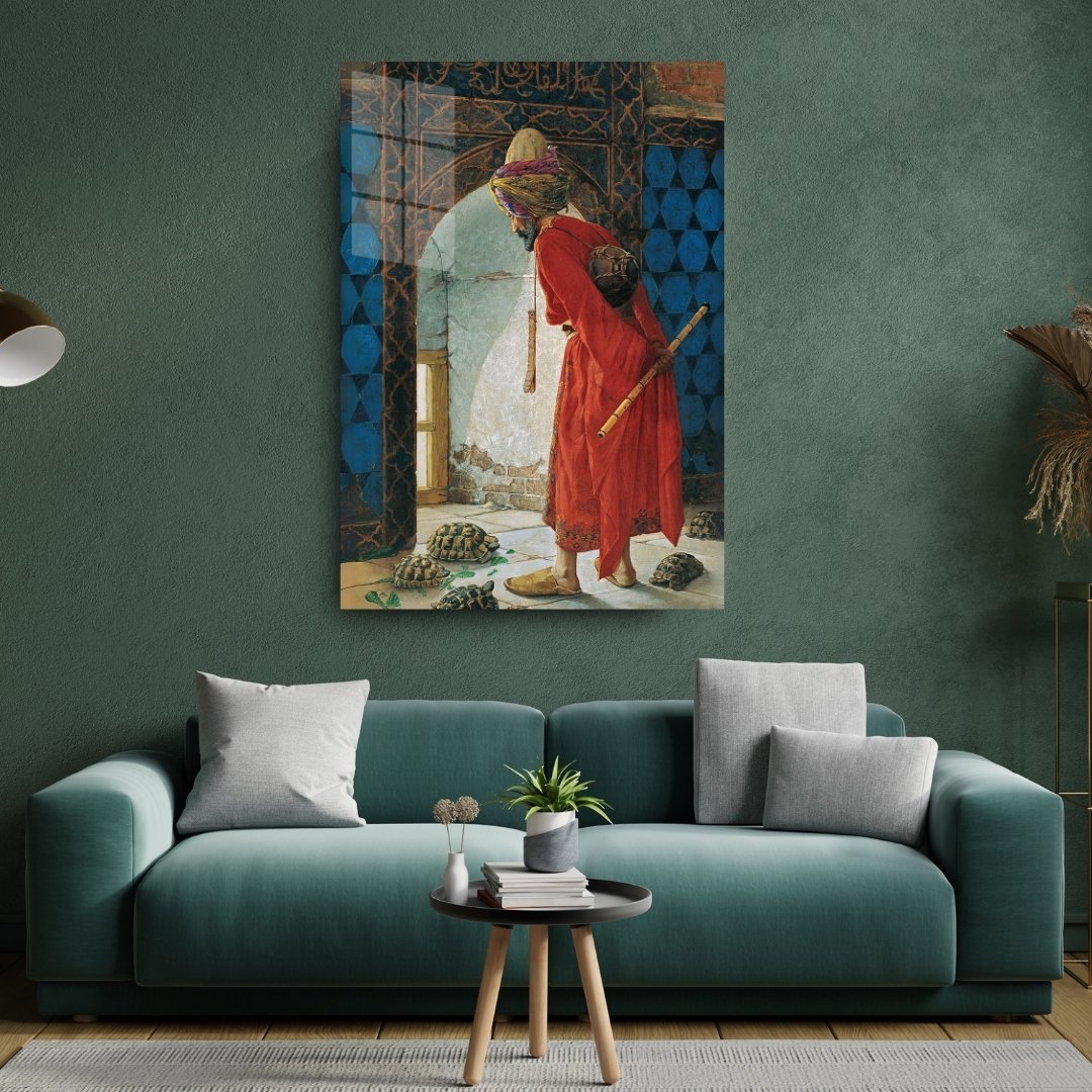 Osman Hamdi Bey Kaplumbağa Terbiyecisi Cam Tablo