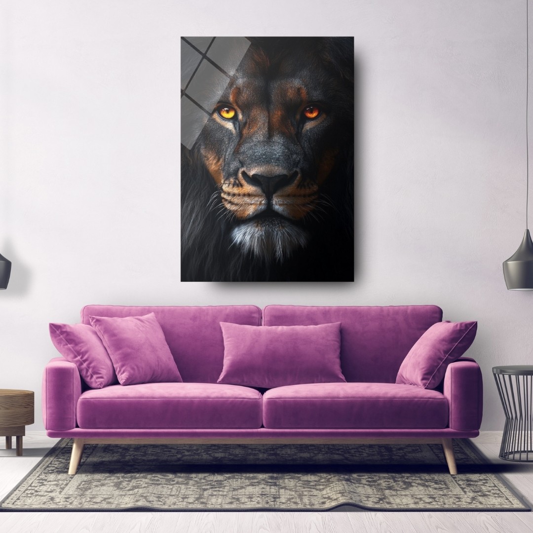 Aslan Portresi Cam Tablo