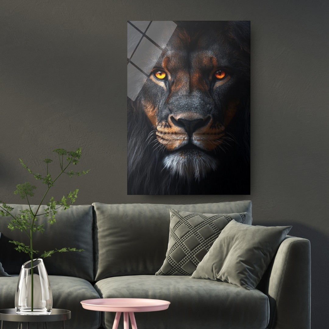 Aslan Portresi Cam Tablo