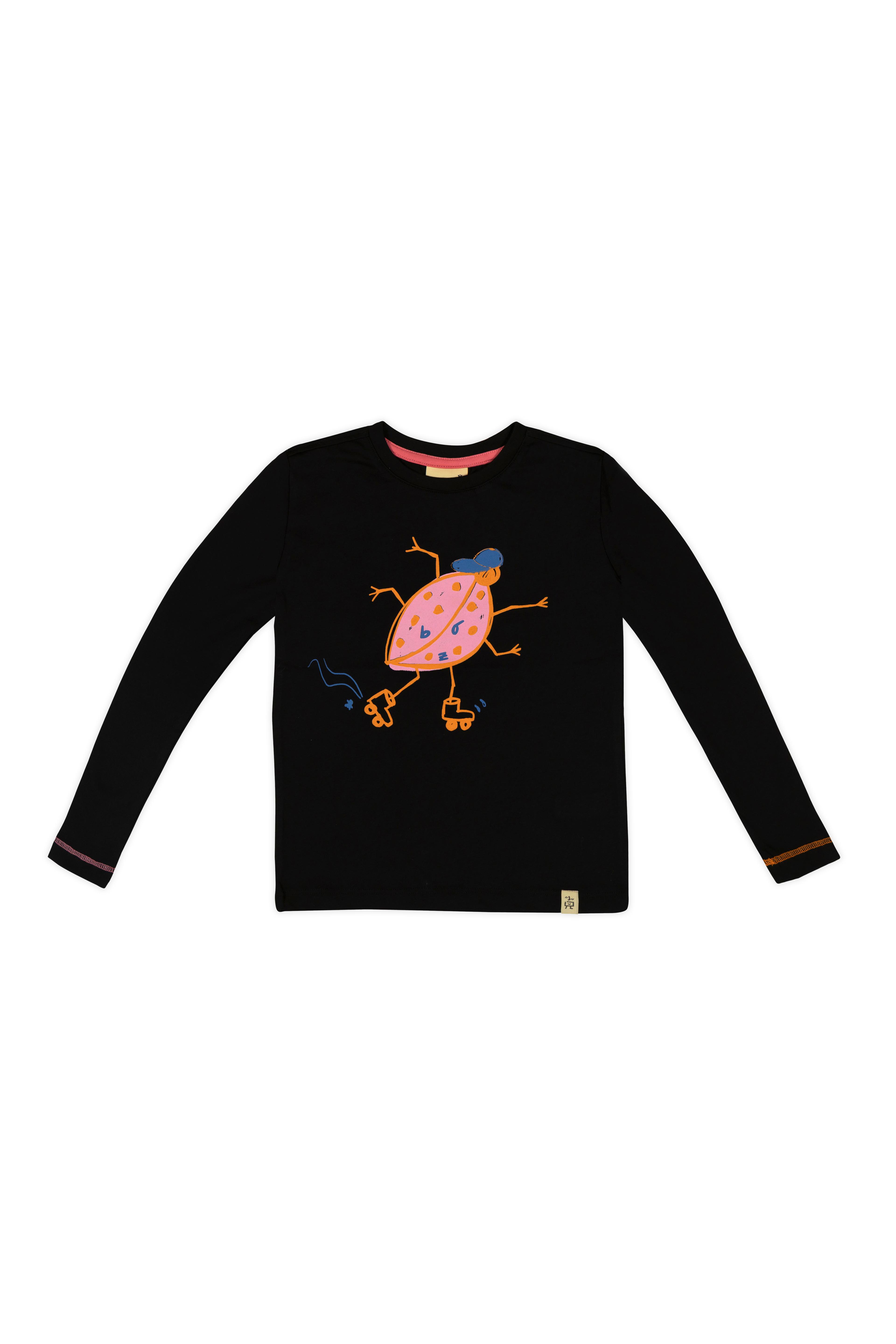 Pink Lady Beetle Uzun Kollu T-Shirt - Siyah