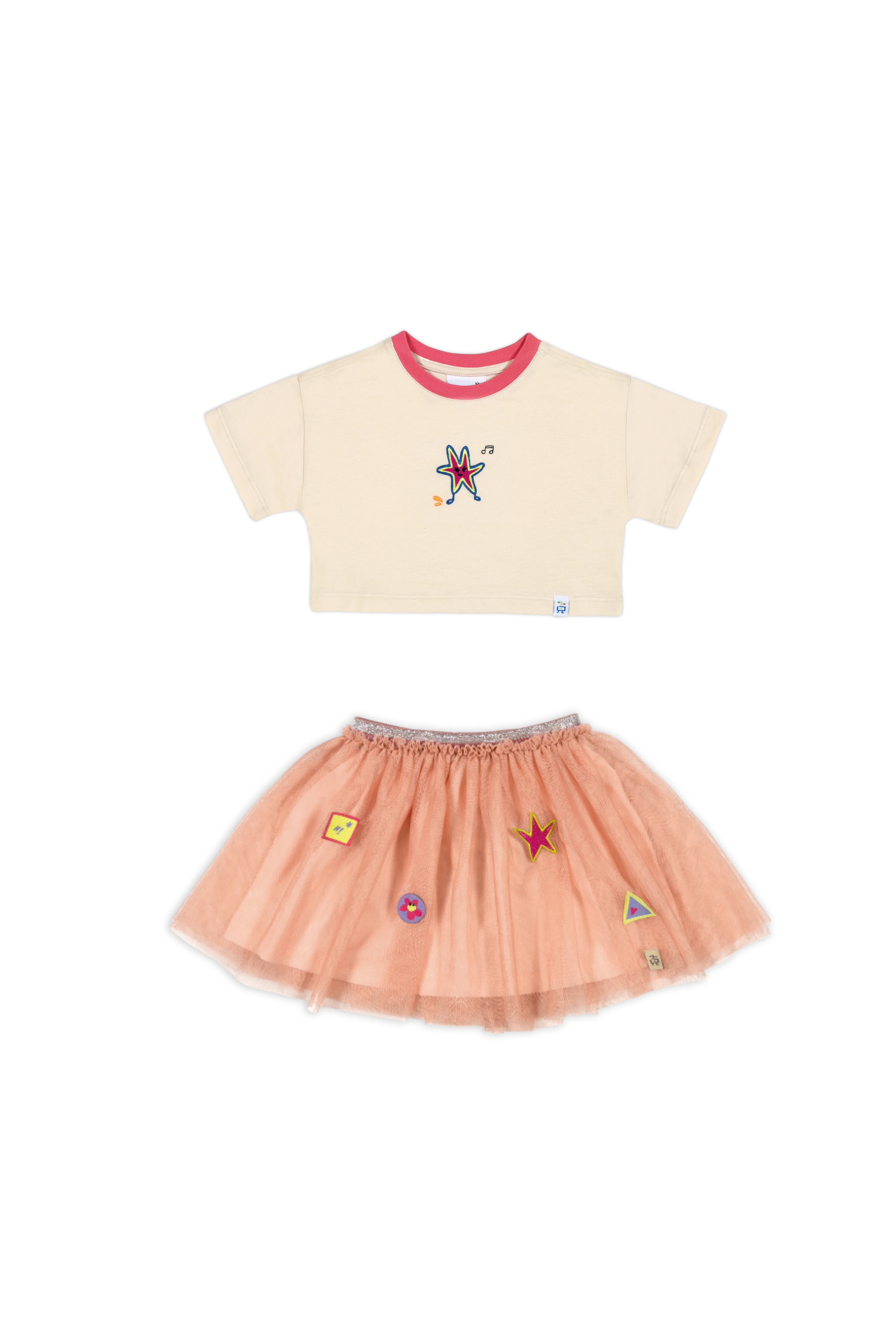 Happy Starfish Crop T-Shirt ve Pinky Smiles Tül Etek