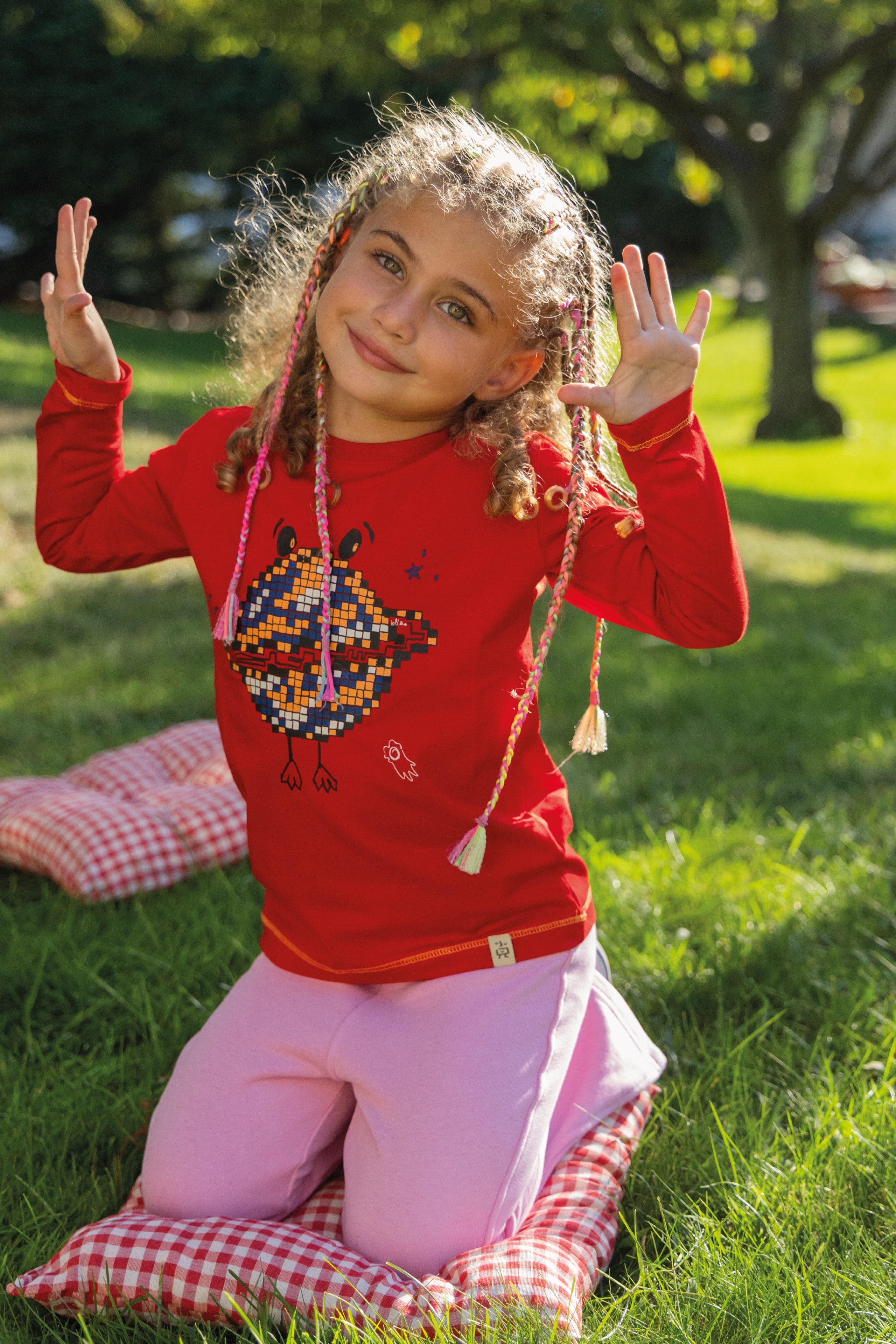 Dancing Planet Uzun Kollu T-Shirt - Kırmızı