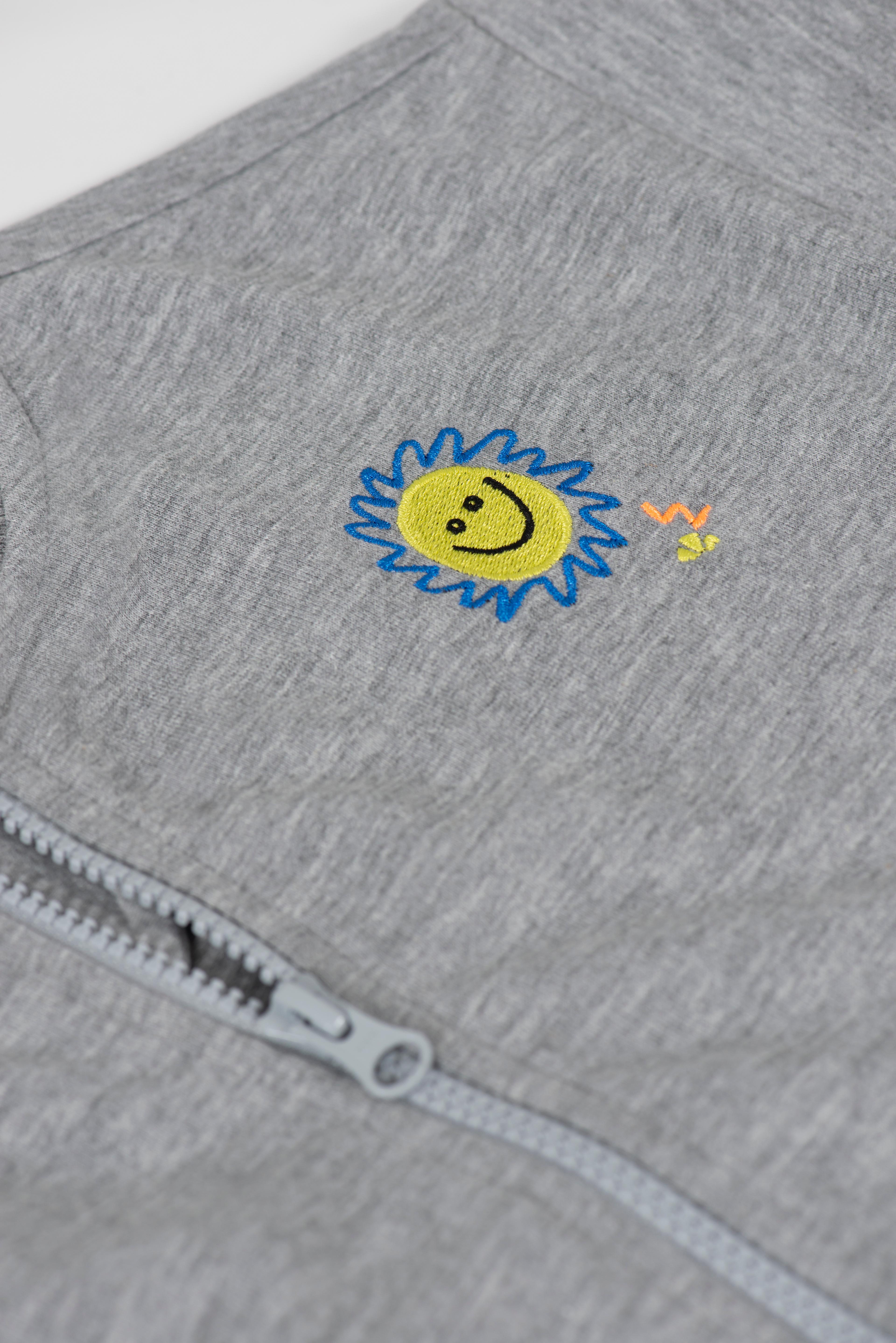 Happy Sun Zipped Sweatshirt - Grey