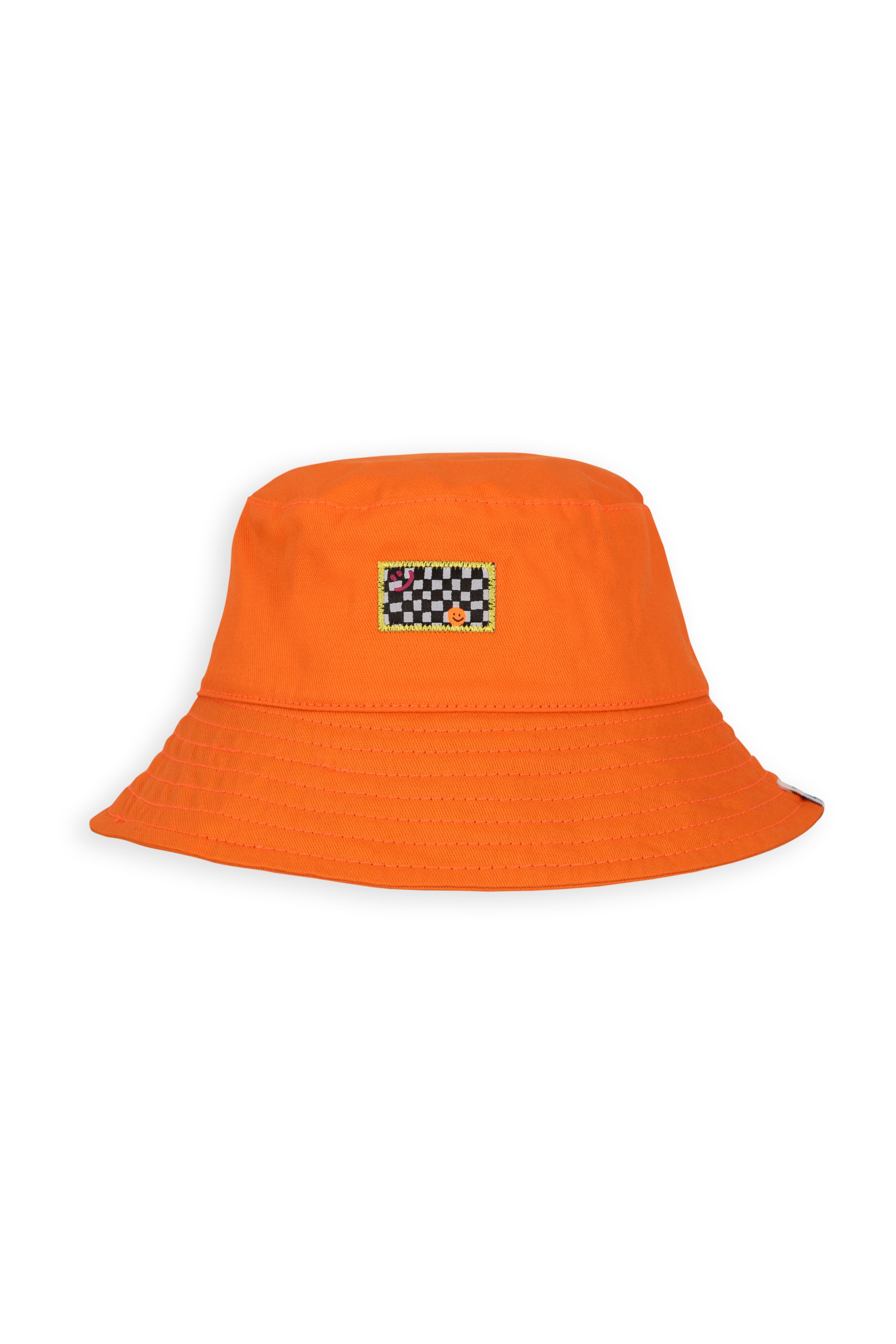 Happy Face Bucket Hat - Orange  / 56 Cm