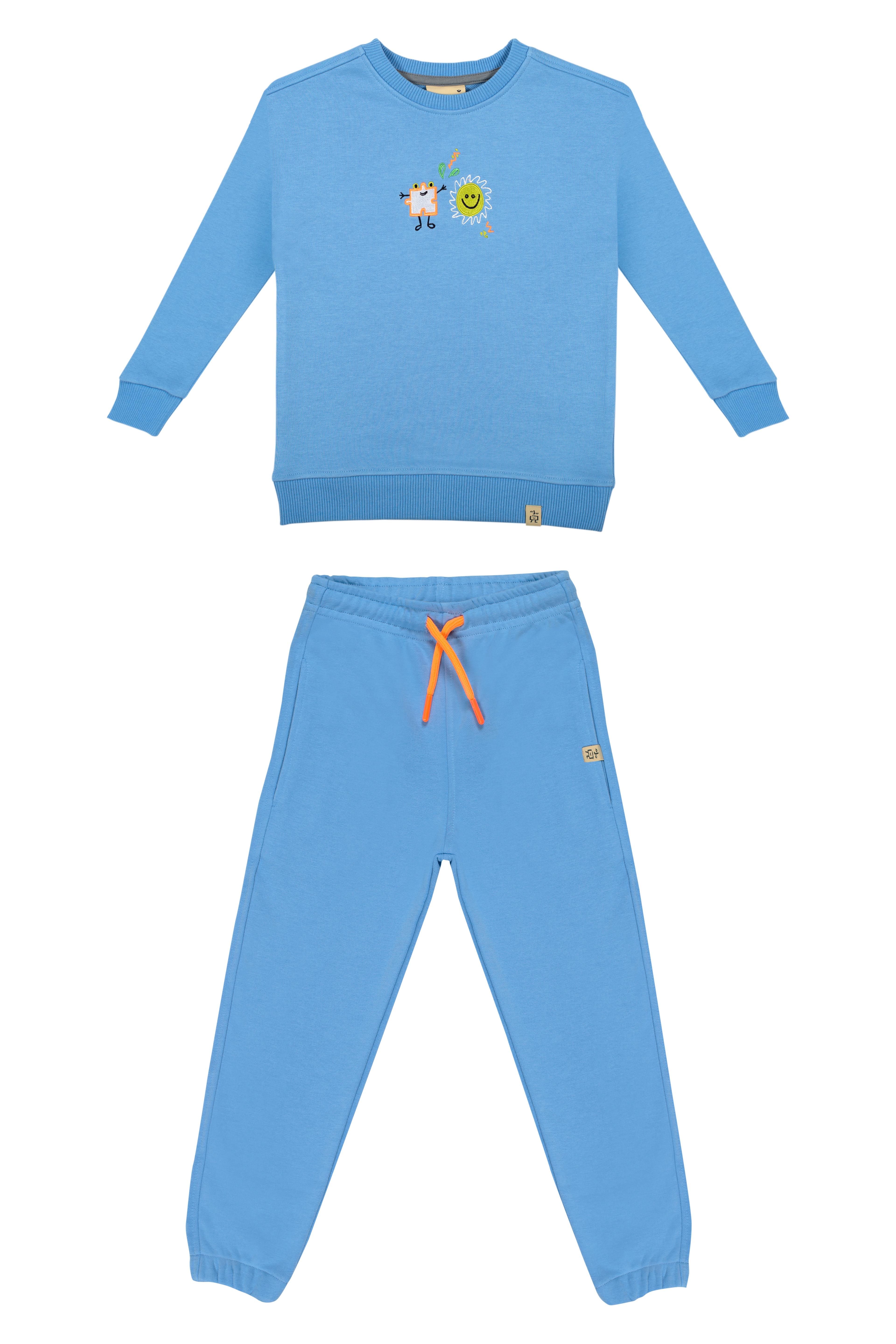 Happy Puzzle Sweatshirt Pair - Blue (Orange Cord)