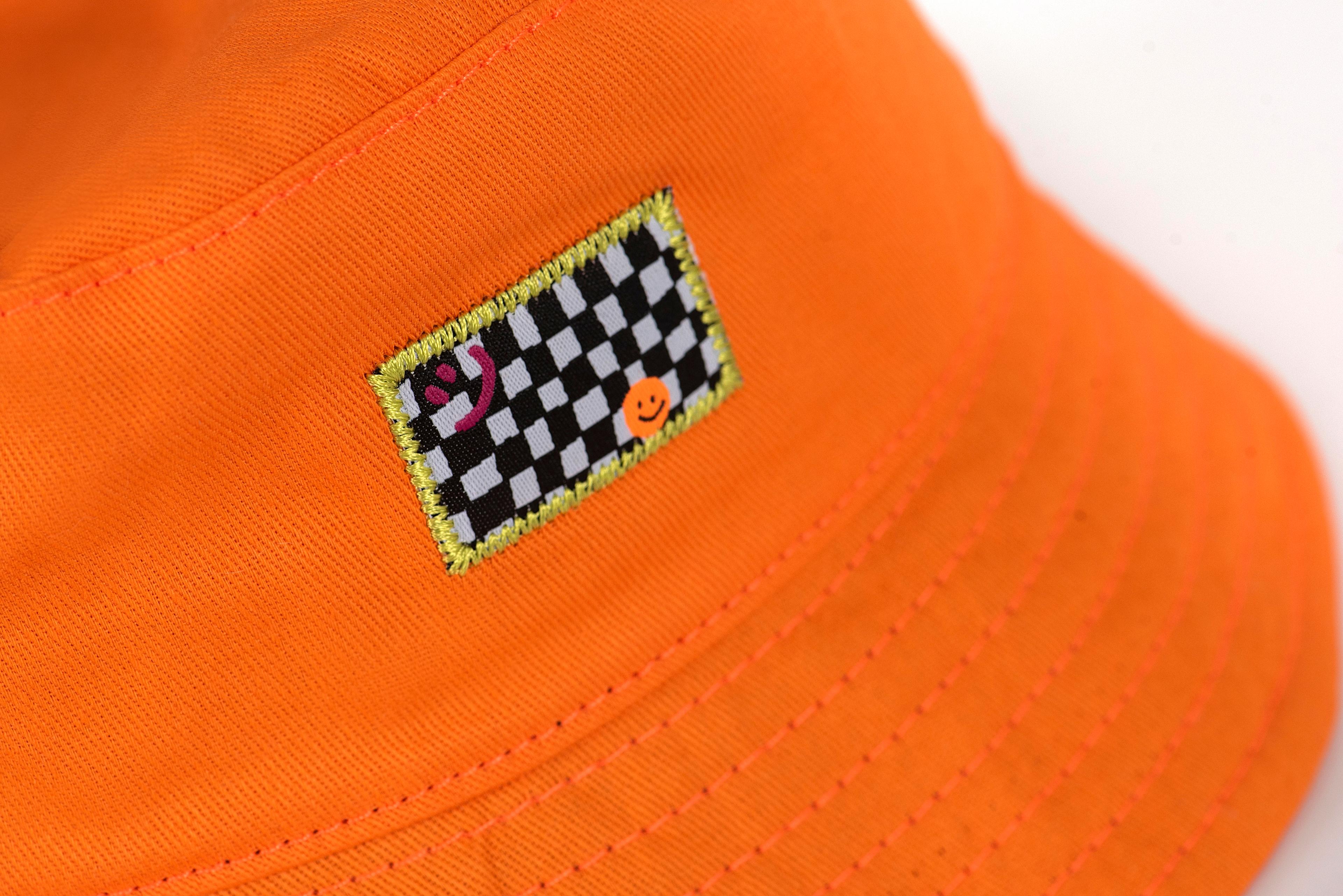 Happy Face Bucket Hat - Orange / 52 Cm