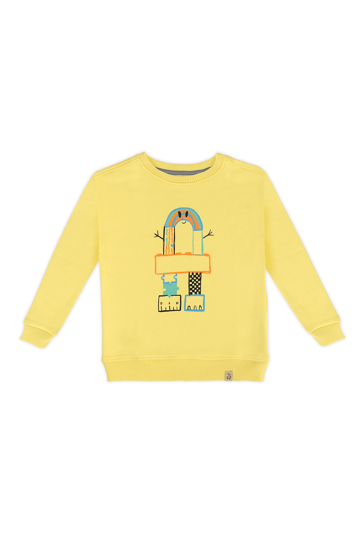 Geometric Rainbow Sweatshirt Pair - Yellow (Striped Cord)